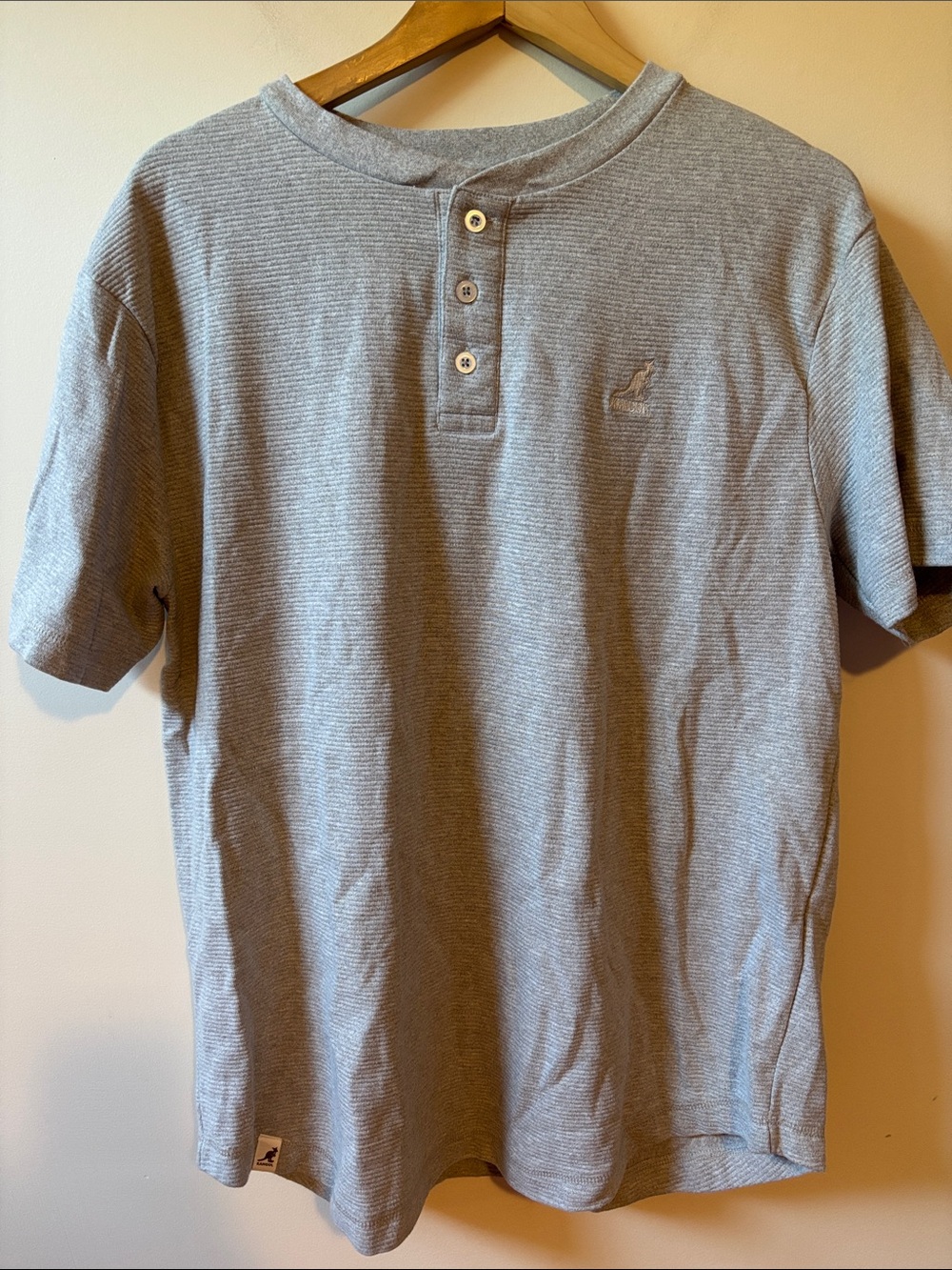 Kangol Light Gray Striped Henley Shirt